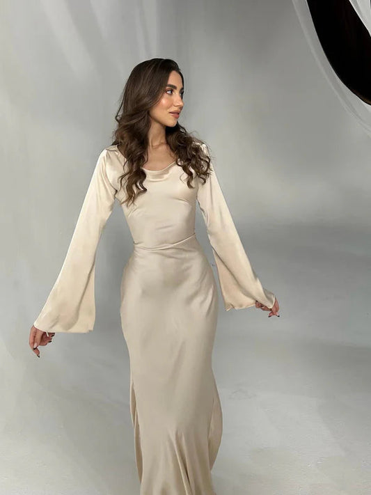 Delicate Ties Satin Maxi Dress