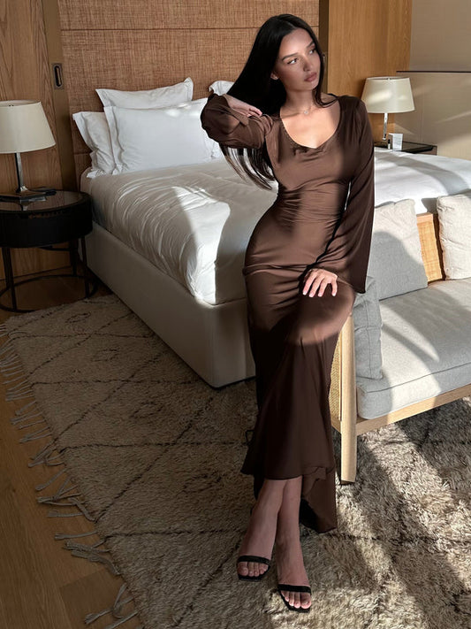 Delicate Ties Satin Maxi Dress